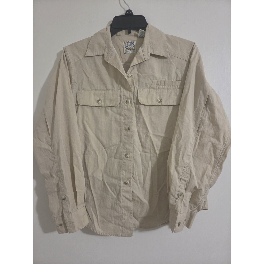 TravelSmith Womens XS Beige Tan Safari Travel Shirt Long Sleeve